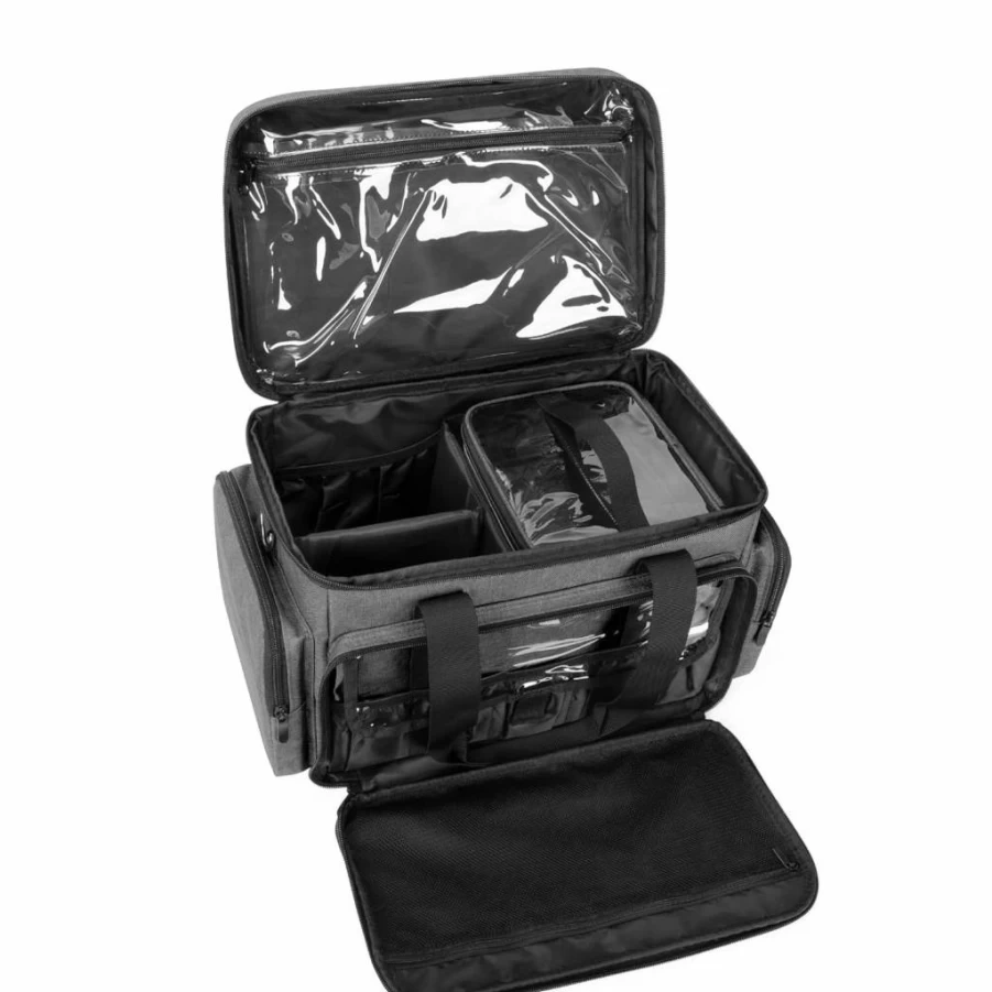 BAFASO Large Waterproof Makeup Organizer Bag with 2 Detachable Pouches & Adjustable Dividers, Travel Cosmetic Storage for Makeup Brushes, Hair Accessories, Black (Patent Pending)