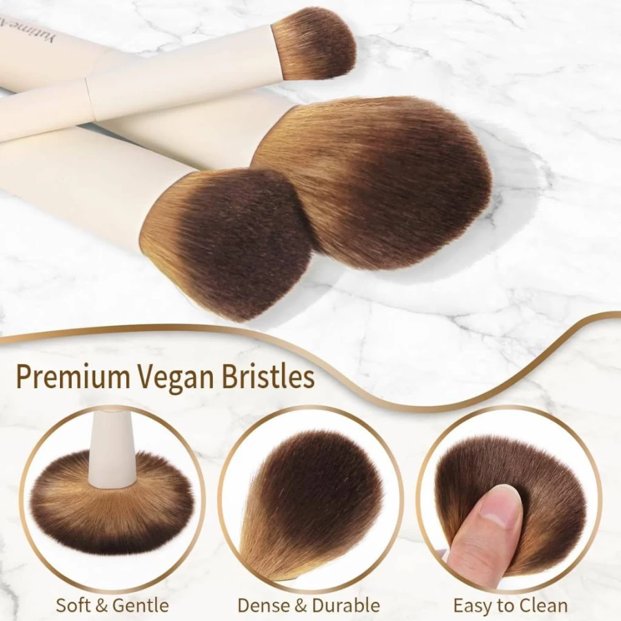 YutimeAura 10-Piece Dual-Ended Makeup Brush Set for Foundation, Concealer, Bronzer, Blush, Eyeshadow & Contouring - Professional Cosmetic Brushes