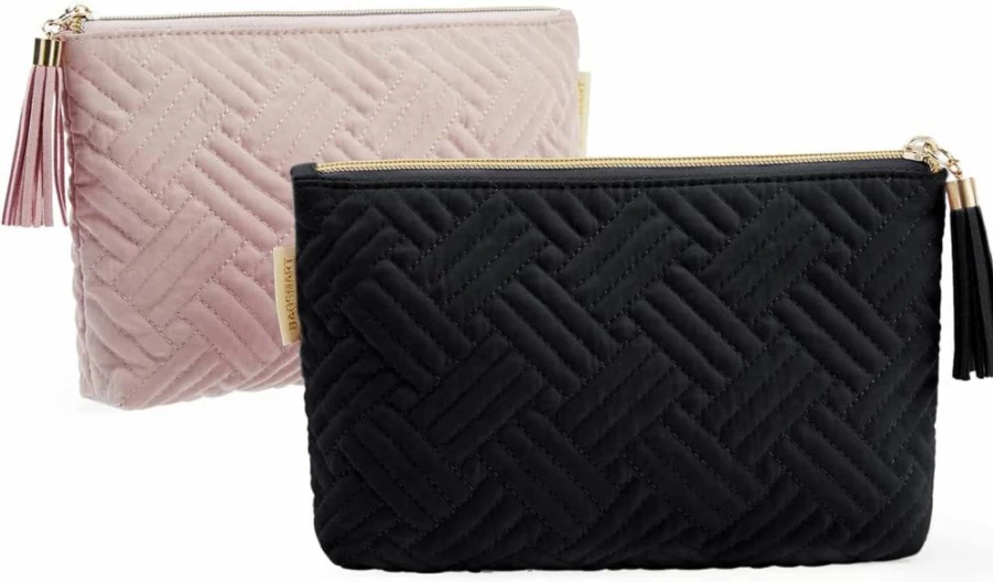 BAGSMART Pink Travel Makeup Bag - Waterproof Toiletry Organizer with Zipper, Roomy Cosmetic Pouch for Women, Ideal Gift for Lipstick & Accessories (1 Piece)