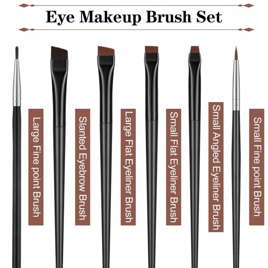 Potchen 30 Pcs Professional Eyeliner Brush Set - Angled, Flat & Slanted Eyebrow Brushes for Precise Makeup - Salon, Cosmetic & Beauty Tools for Women & Estheticians