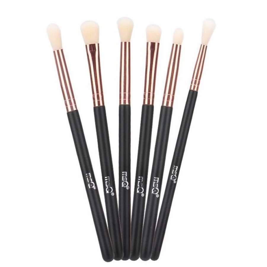MSQ Rose Gold 6-Piece Eye Brush Set for Eyeshadow, Eyebrow, Eyeliner & Blending - Perfect Makeup Gift Set