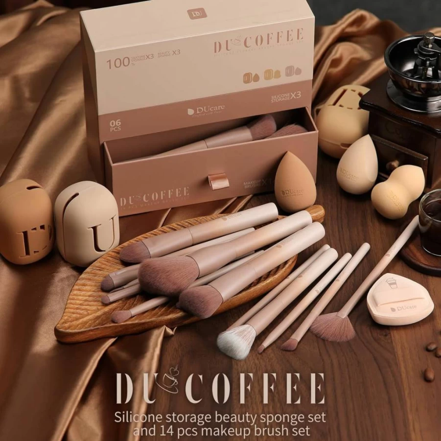 DUcare 22Pcs Professional Makeup Brush Set with Case - Premium Synthetic Kabuki Foundation, Blending, Powder, Blush, Concealer & Eyeshadow Brushes