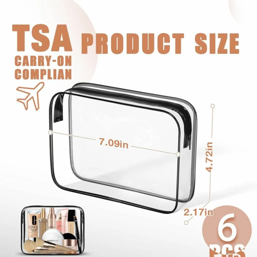 ANOOVV 3 Pack TSA Approved Clear Toiletry Bag - Waterproof Travel Cosmetic Organizer for Airports, Airlines, Carry On Luggage Accessories