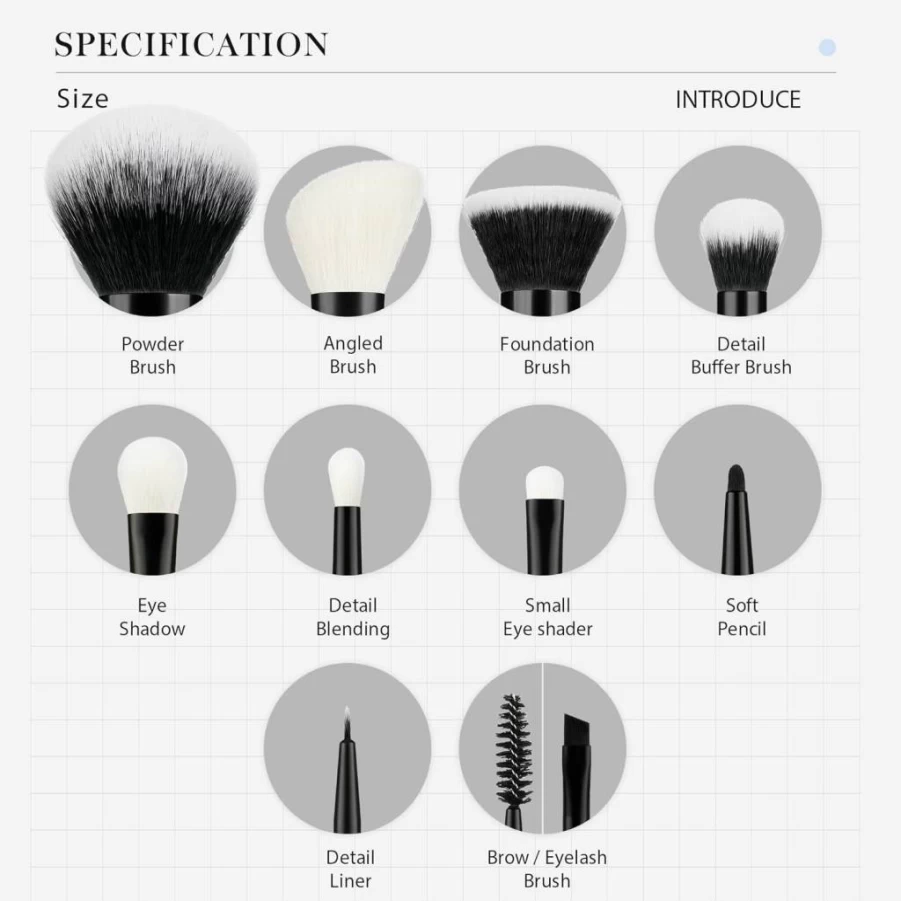Jessup 12-Piece Vegan Makeup Brush Set - Premium Synthetic Foundation, Concealer, Eyeshadow, Blending, Eyebrow & Spoolie Brushes - Cruelty-Free Burlywood T327