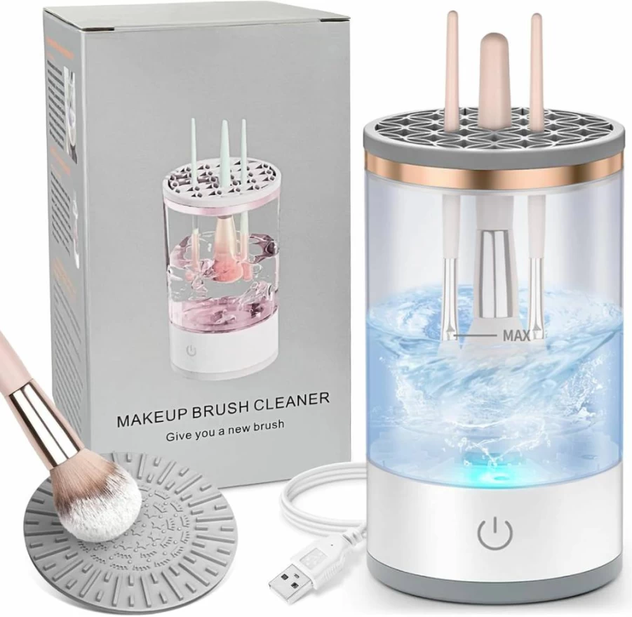 Cisbelw Electric Makeup Brush Cleaner Machine - Fast Deep Cleaning for All Brush Types, Portable & Compact Design for Travel, Home Use - Ideal for Makeup Lovers & Professionals (Purple)