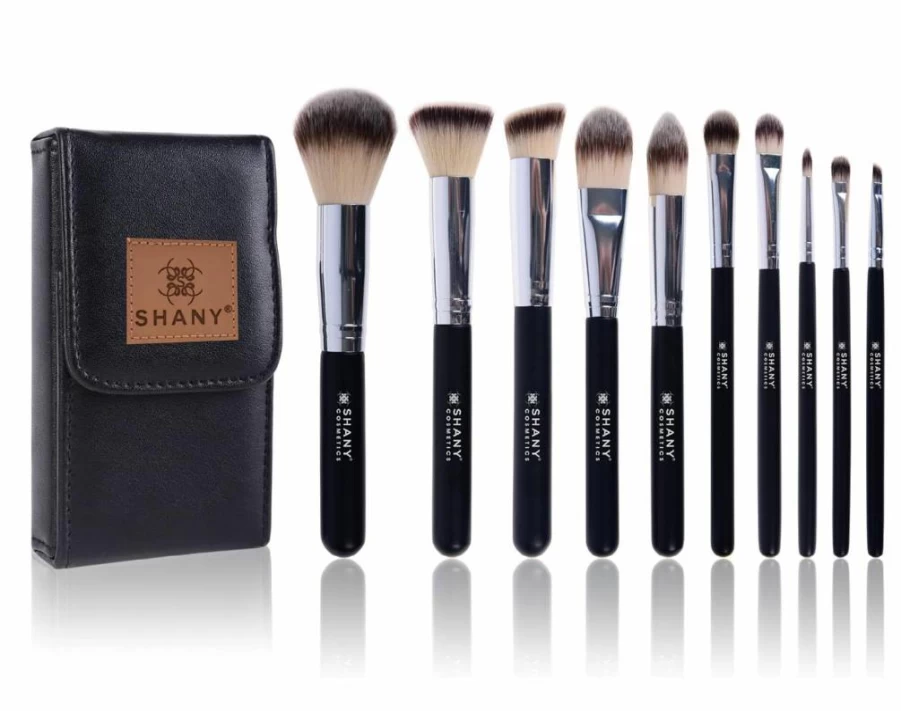 SHANY 10-Piece Professional Ombre Makeup Brush Set with Travel Case - Essential Cosmetic Brushes for Blending, Contouring, and Foundation