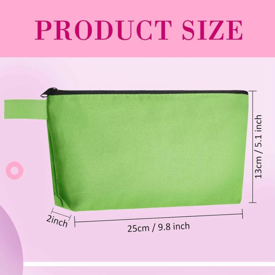 Saintrygo 10-Piece Pastel Canvas Makeup Bags Bulk Set - 9.8x5x2 Inch Travel Cosmetic Organizers, Blank Zippered Toiletry Pouches for DIY Craft & Multi-Purpose Storage