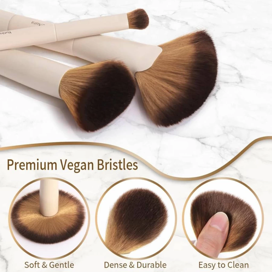 YutimeAura 7-Piece Dual-Ended Makeup Brush Set for Foundation, Contour, Eyeshadow & Blush - Cruelty-Free Travel Beauty Gift Kit