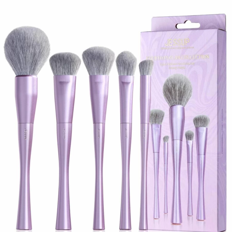 Jessup 14Pcs Vegan Makeup Brushes Set - Professional Foundation, Eyeshadow, Concealer, Contour, Blush & Eyeliner Brushes with Premium Synthetic Fiber, Luxury Purple (T512)