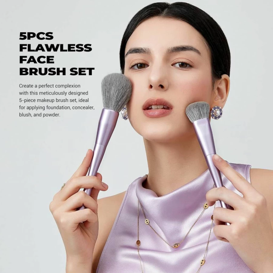 Jessup 14Pcs Vegan Makeup Brushes Set - Professional Foundation, Eyeshadow, Concealer, Contour, Blush & Eyeliner Brushes with Premium Synthetic Fiber, Luxury Purple (T512)