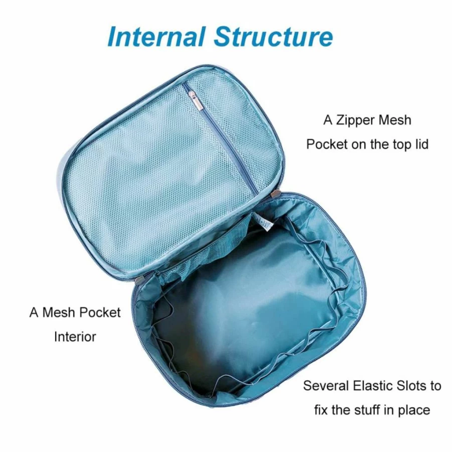 HOYOFO Starry Sky Makeup Bag for Women - Waterproof Travel Cosmetic Organizer Case with Mirror, Portable Toiletry Pouch