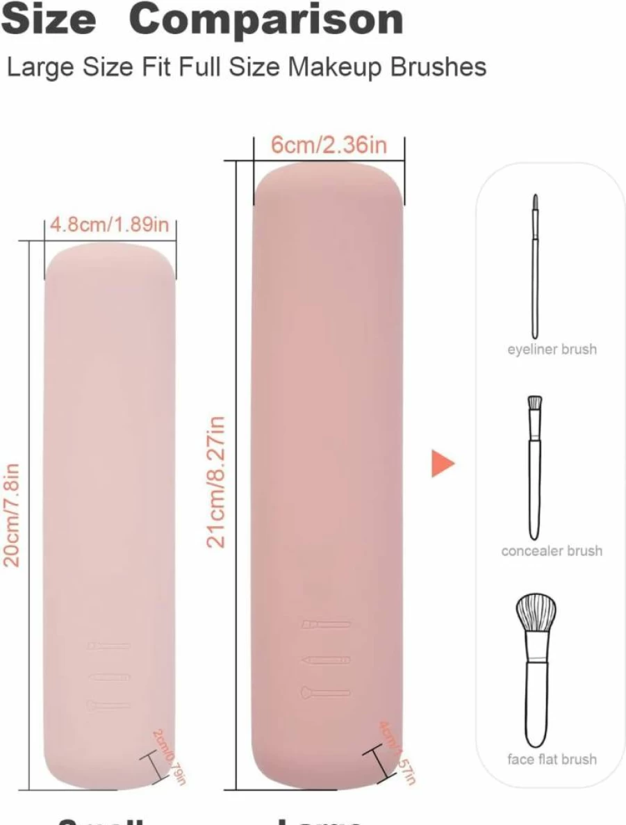 CORNERIA Magnetic Lock Makeup Brush Holder - Upgraded Silicone Travel Cosmetic Organizer, Anti-Fall Out Portable Brush Bag for Women