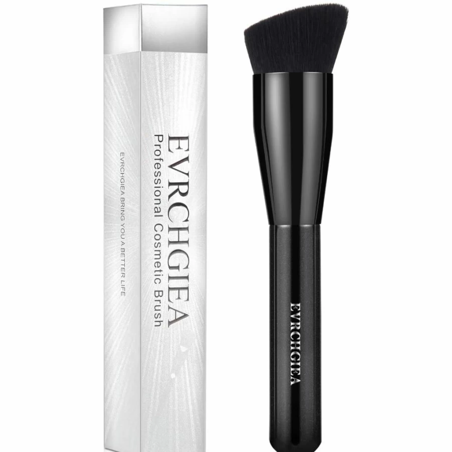EVRCHGIEA Flat Top Kabuki Foundation Brush - Professional Makeup Brush for Liquid, Cream, Powder - Travel Size Face Blending Brush (131)