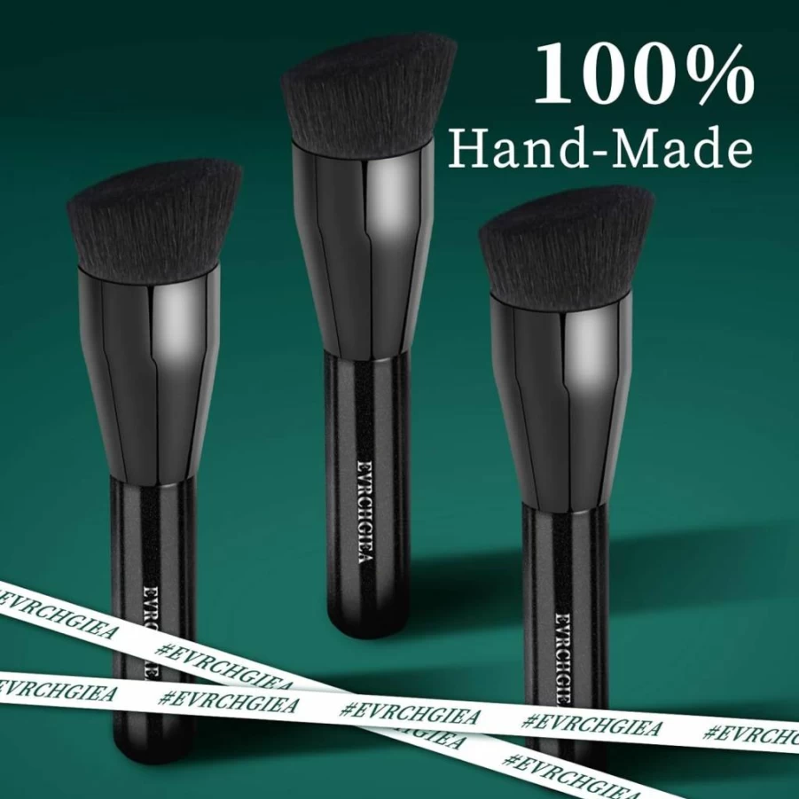 EVRCHGIEA Flat Top Kabuki Foundation Brush - Professional Makeup Brush for Liquid, Cream, Powder - Travel Size Face Blending Brush (131)
