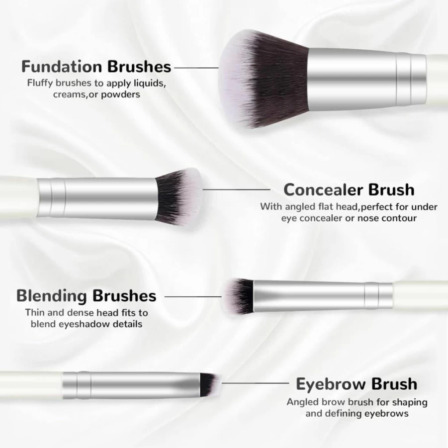 START MAKERS 2-in-1 Dual Ended Makeup Brush Set - Foundation Concealer Brush for Liquid & Powder, Eyeshadow Blending, Contouring & Buffing (2 Piece Professional Makeup Brushes)