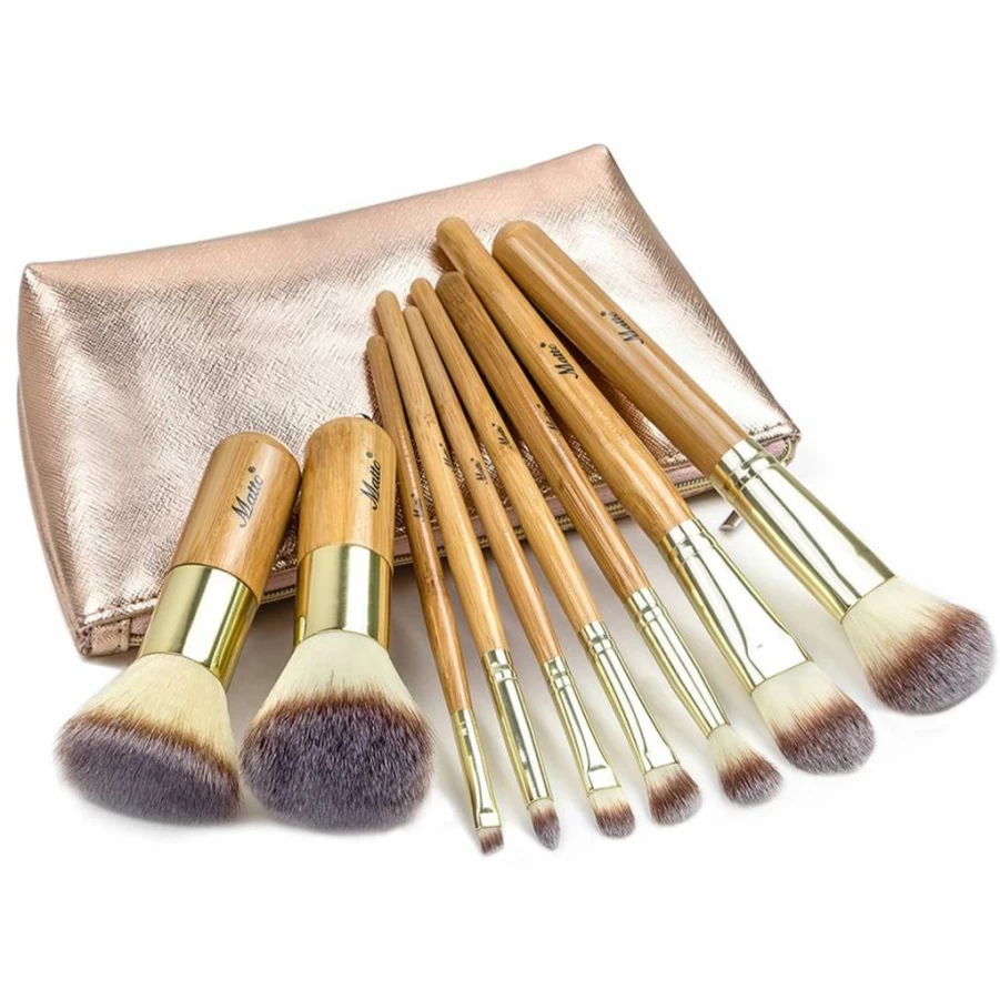 Matto 9-Piece Professional Makeup Brush Set with Foundation Brush & Travel Pouch for Flawless Beauty Application