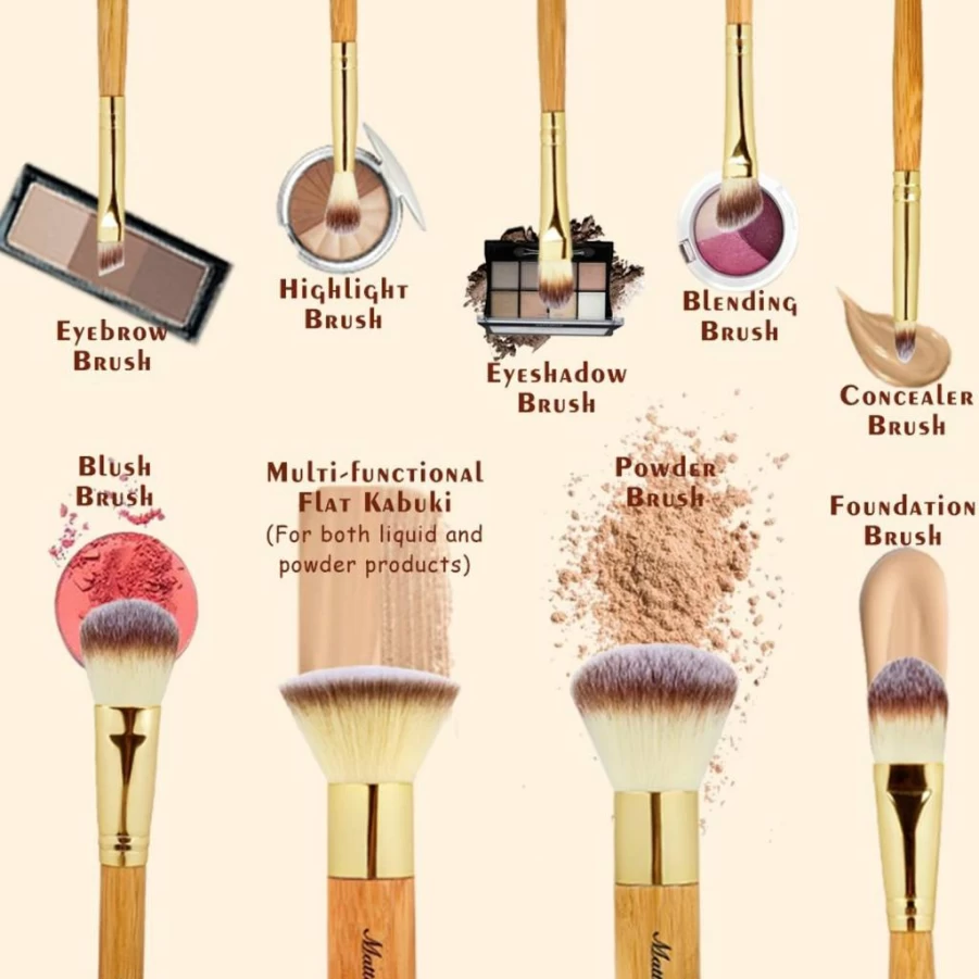 Matto 9-Piece Professional Makeup Brush Set with Foundation Brush & Travel Pouch for Flawless Beauty Application