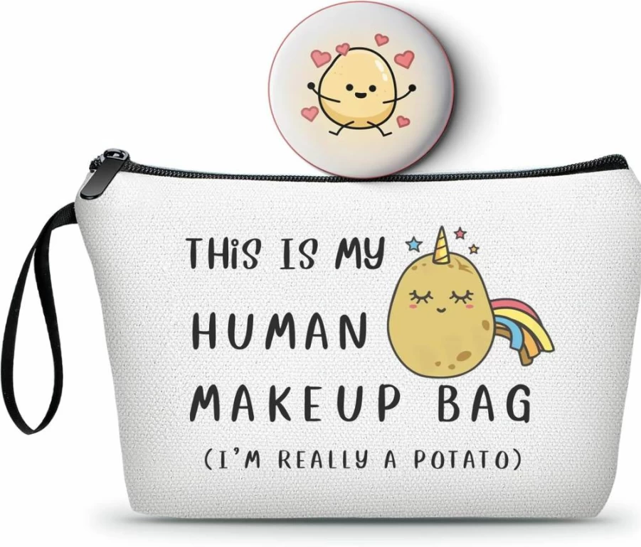 Premium KONSOM Cosmetic Makeup Bag Organizer - Ideal Travel Gift for Women, Mom, Sister, Daughter (Christmas, Birthday) - Durable & Stylish Toiletry Pouch for International Travelers