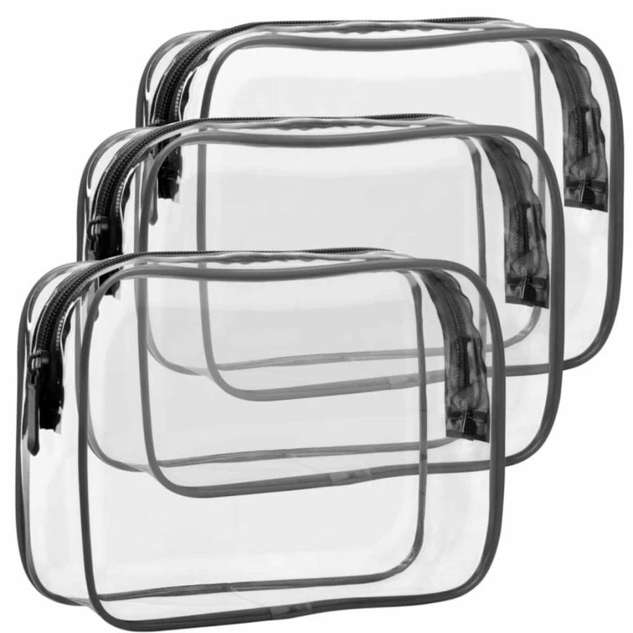 F-Color 5 Pack TSA Approved Clear Quart Size Toiletry Bag for Travel, Airplane Compliant Cosmetic Makeup Organizer for Women & Men, 5 Colors (Age 12+)