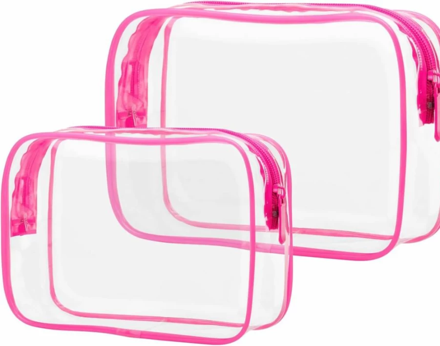 PACKISM 2-Pack Clear TSA Approved Toiletry Bag for Women, Quart Size Travel Makeup Organizer for Carry-On Essentials