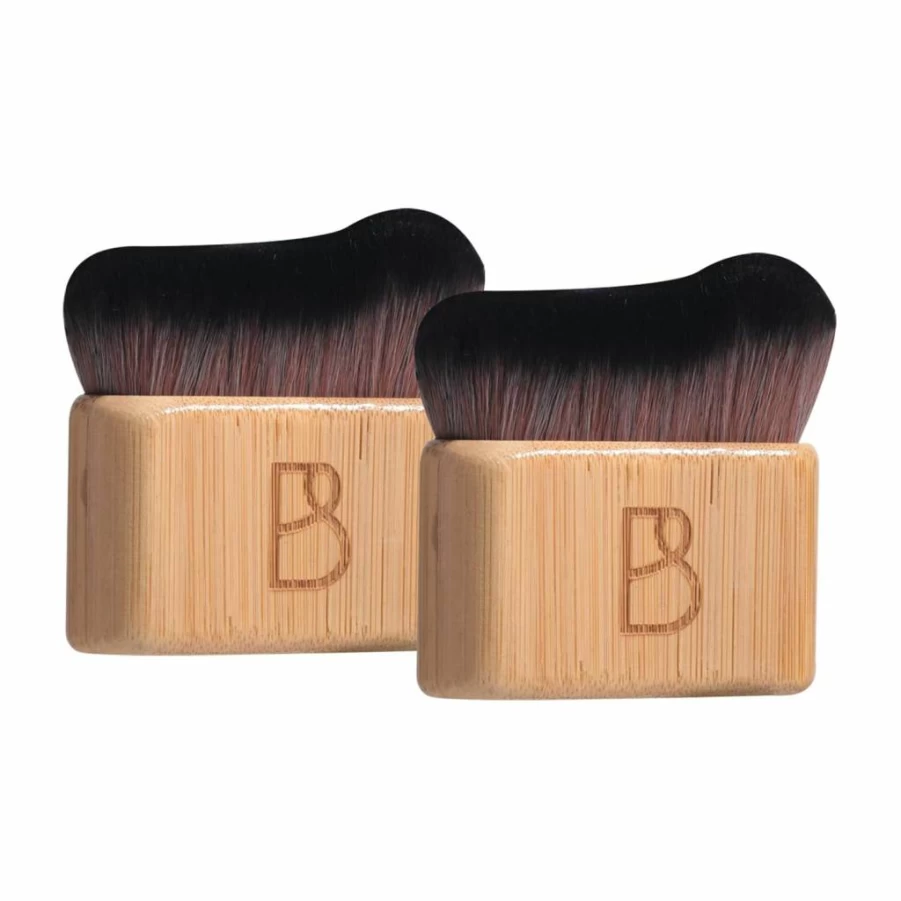 BS-MALL Self Tanning Body Brush Set of 2 with Natural Bamboo Handles, Ultra-Soft Synthetic Bristles for Face & Body, Travel-Friendly Makeup Brushes