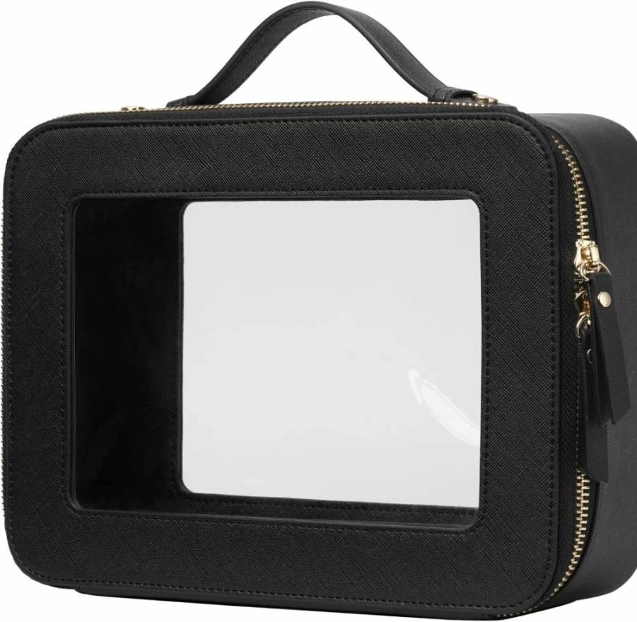 Popvibe Transparent Makeup Bag - Waterproof Travel Cosmetic Organizer with Zipper, Portable Toiletry Case for Essentials, Compact Clear Carry On Bag for Women & Men
