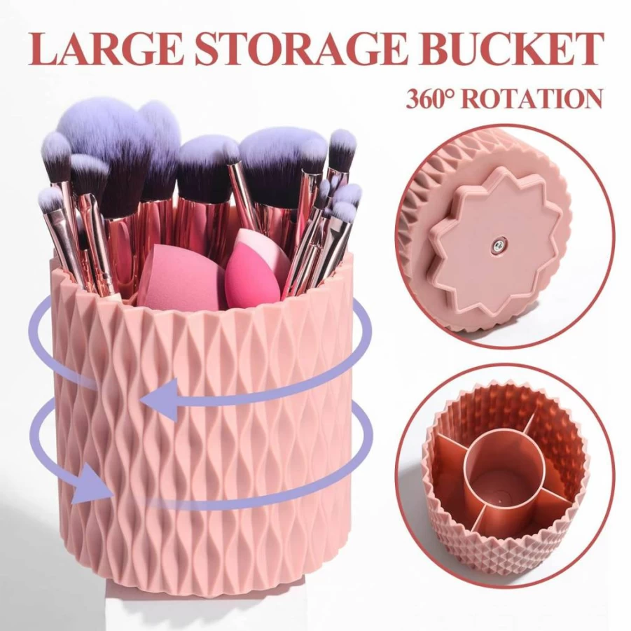 BS-MALL 18-Piece Makeup Brush Set with 5 Blending Sponges & Case - Premium Synthetic Foundation, Powder, Concealer, Eyeshadow Brushes (Pink)