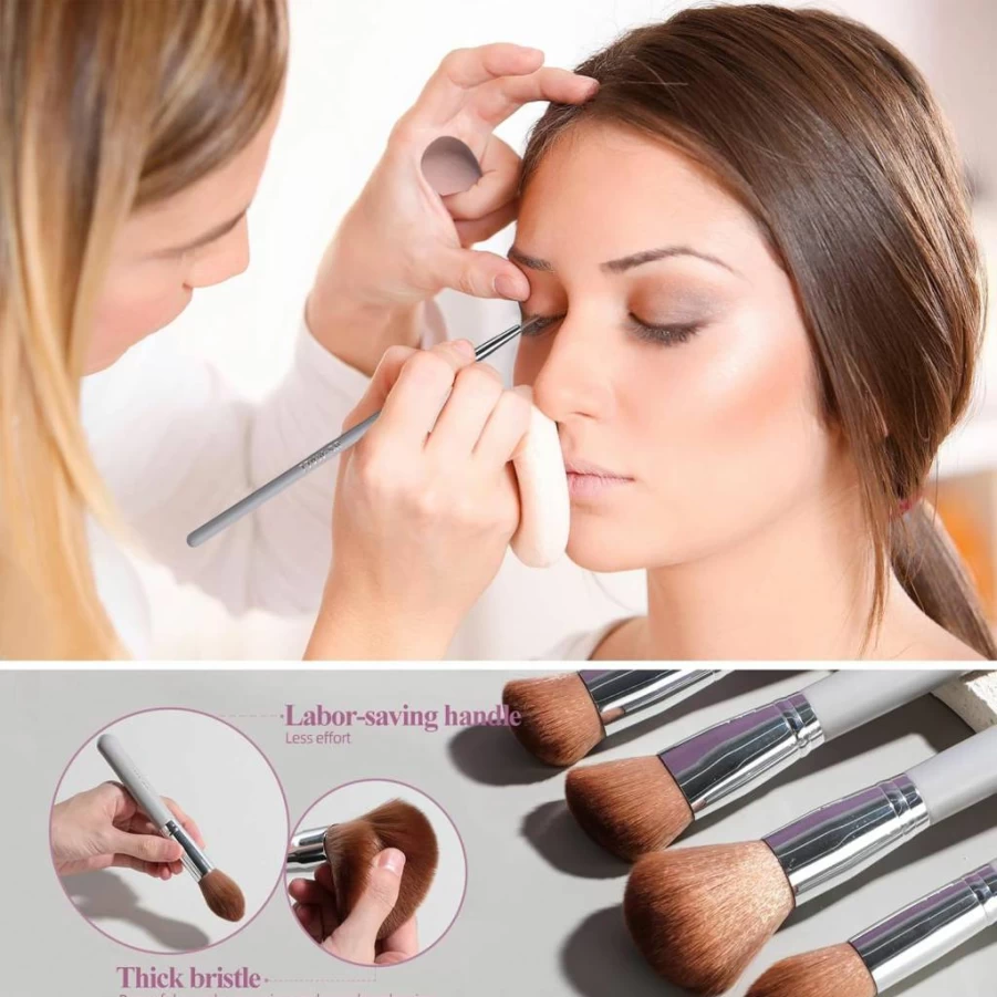 Matto 2-Piece Kabuki Makeup Brush Set for Blush, Powder, Foundation & Mineral BB Cream