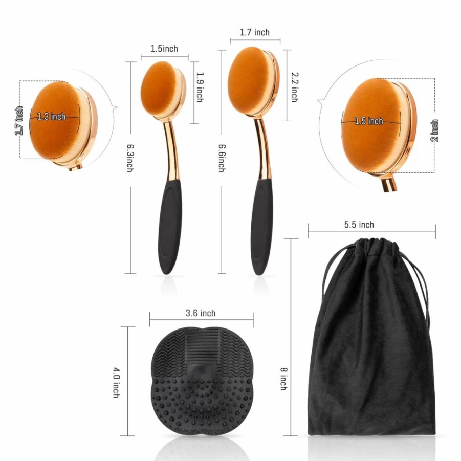 BABYSHEEP Sunscreen Applicator Brush Set - 3 Piece Gold Travel Size Sunblock Lotion Applicator for Face & Body, Includes Storage Bag & Cleaning Mat, Safe for Kids and Adults