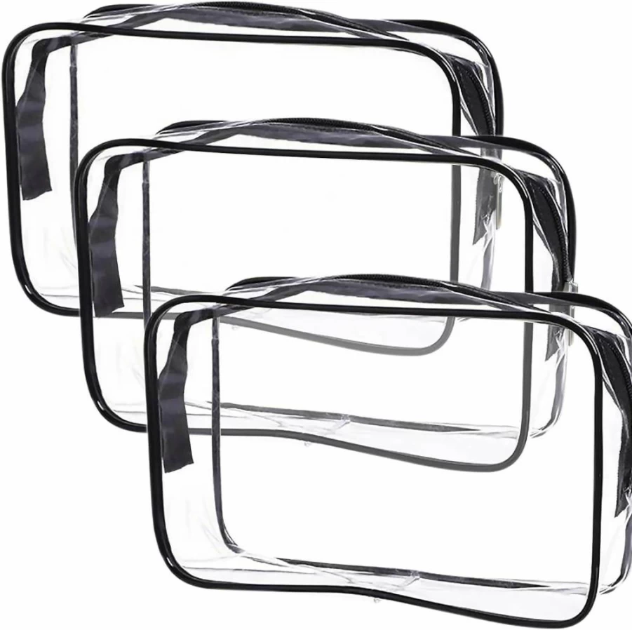 Cosywell Quart Size Clear Toiletry Bag Set - 3PCS PVC Travel Makeup Pouch for Women & Men, TSA Approved Cosmetic Organizer