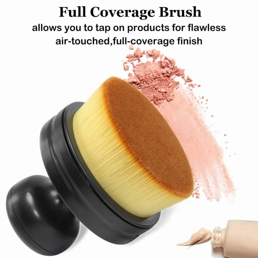 Falliny Kabuki Makeup Brush - Full Coverage Foundation Brush for Face & Body, Blending Liquid, Powder, Cream, Bronzer, Self Tanner & Sunscreen, Travel-Friendly Cosmetics Tool