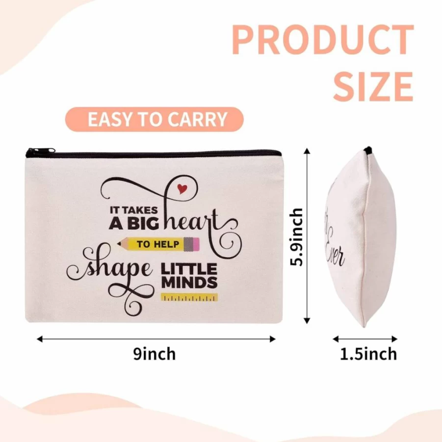 Hlonon 8-Piece Teacher Appreciation Gift Set - Makeup Bags & Toiletry Pouches (9x6 Inch, 2 Unique Designs, Zipper Closure) for Travel & Cosmetics