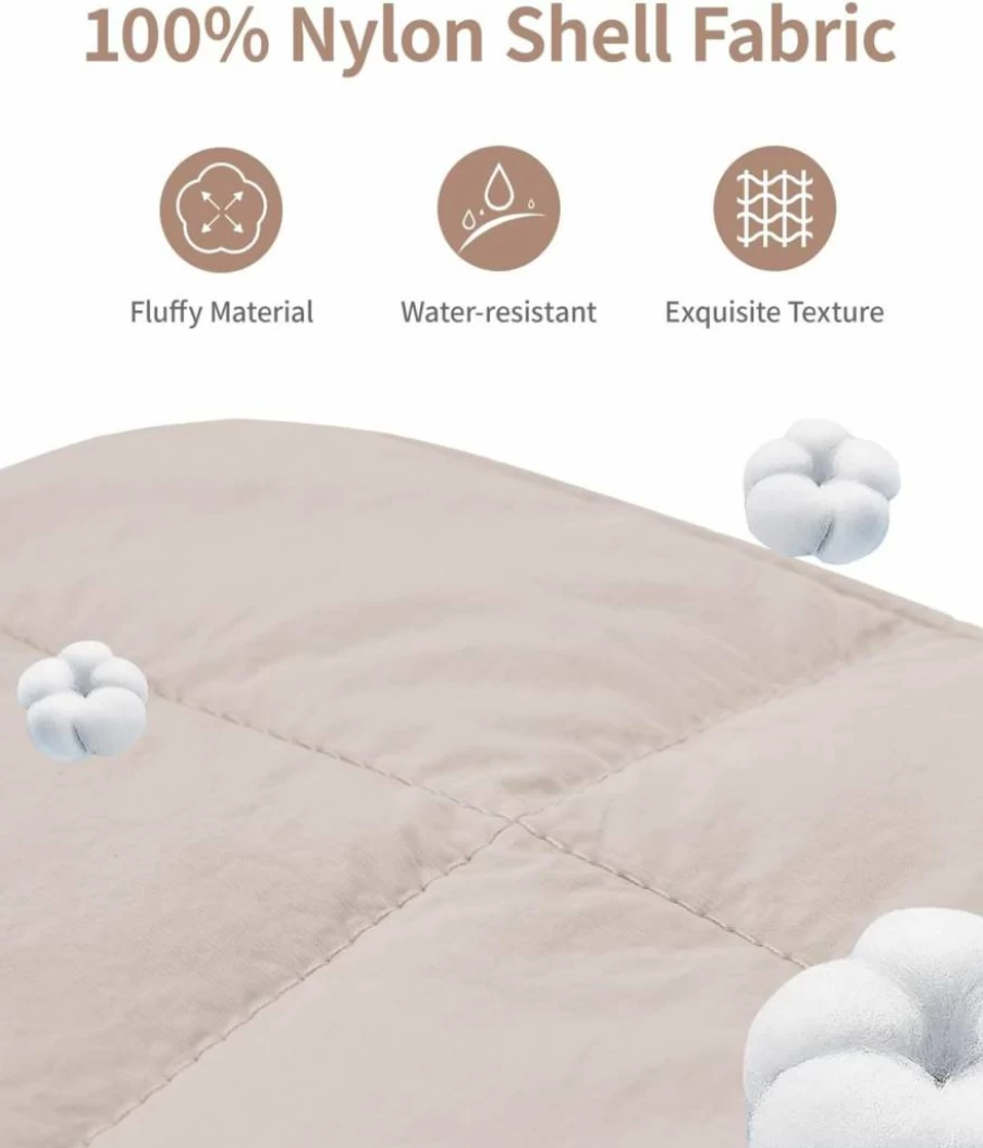 Narwey Quilted Puffer Makeup Bag for Women - Cute Travel Cosmetic Organizer & Toiletry Pouch in Khaki
