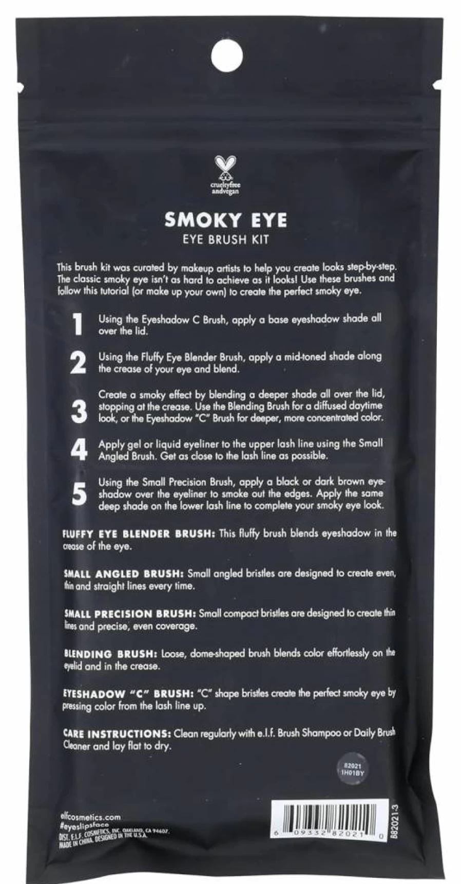 e.l.f. Smoky Eye Makeup Brush Set - 5-Piece Vegan & Cruelty-Free Eyeshadow Brushes for Blending & Applying